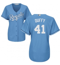 Women's Majestic Kansas City Royals #41 Danny Duffy Authentic Light Blue Alternate 1 Cool Base MLB Jersey