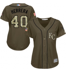 Women's Majestic Kansas City Royals #40 Kelvin Herrera Authentic Green Salute to Service MLB Jersey