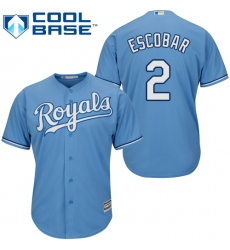 Men's Majestic Kansas City Royals #2 Alcides Escobar Replica Light Blue Alternate 1 Cool Base MLB Jersey