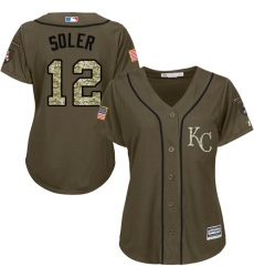 Women's Majestic Kansas City Royals #12 Jorge Soler Replica Green Salute to Service MLB Jersey