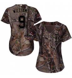 Women's Majestic Boston Red Sox #9 Ted Williams Authentic Camo Realtree Collection Flex Base 2018 World Series Champions MLB Jersey