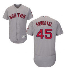 Men's Majestic Boston Red Sox #45 Pedro Martinez Grey Road Flex Base Authentic Collection MLB Jersey