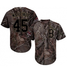 Youth Majestic Boston Red Sox #45 Pedro Martinez Authentic Camo Realtree Collection Flex Base 2018 World Series Champions MLB Jersey
