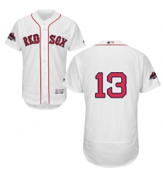 Men's Majestic Boston Red Sox #13 Hanley Ramirez White Home Flex Base Authentic Collection 2018 World Series Champions MLB Jersey