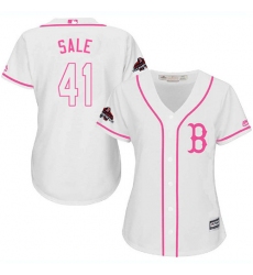 Women's Majestic Boston Red Sox #41 Chris Sale Authentic White Fashion 2018 World Series Champions MLB Jersey
