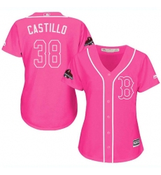 Women's Majestic Boston Red Sox #38 Rusney Castillo Authentic Pink Fashion 2018 World Series Champions MLB Jersey