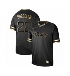 Men's Boston Red Sox #22 Rick Porcello Authentic Black Gold Fashion Baseball Jersey