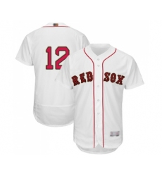 Men's Boston Red Sox #12 Brock Holt White 2019 Gold Program Flex Base Authentic Collection Baseball Jersey