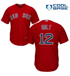 Men's Majestic Boston Red Sox #12 Brock Holt Replica Red Alternate Home Cool Base MLB Jersey