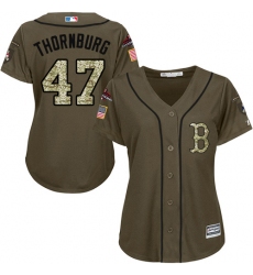 Women's Majestic Boston Red Sox #47 Tyler Thornburg Authentic Green Salute to Service 2018 World Series Champions MLB Jersey