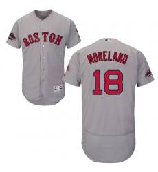Men's Majestic Boston Red Sox #18 Mitch Moreland Grey Road Flex Base Authentic Collection 2018 World Series Champions MLB Jersey