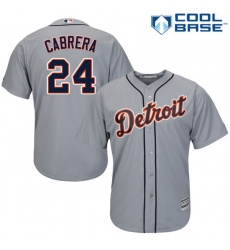 Men's Majestic Detroit Tigers #24 Miguel Cabrera Replica Grey Road Cool Base MLB Jersey