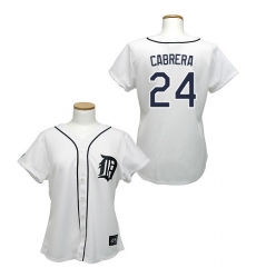 Women's Majestic Detroit Tigers #24 Miguel Cabrera Authentic White MLB Jersey