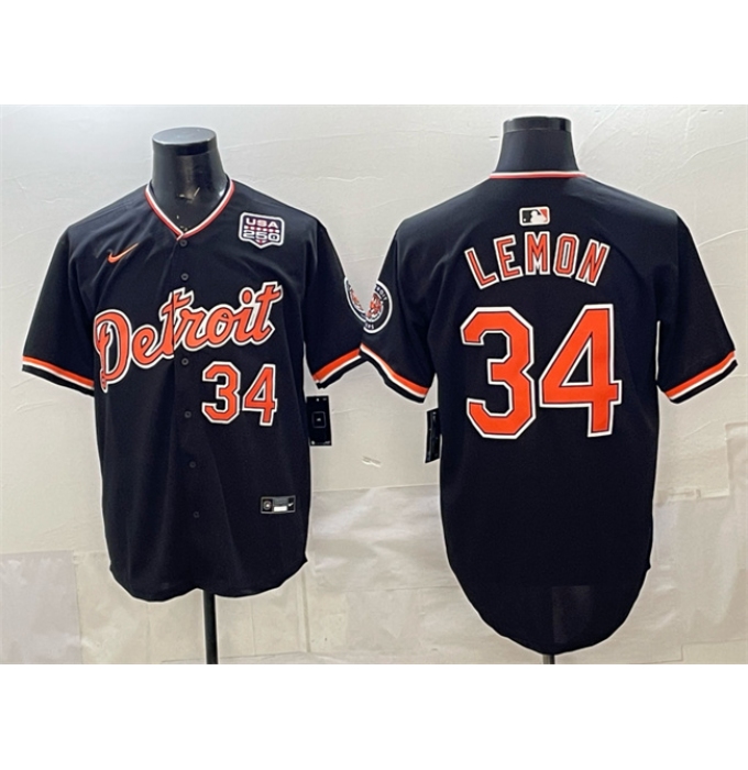 Men's Detroit Tigers #34 Chet Lemon Black 2026 Alternate USA 250 Vapor Premier Limited Stitched Baseball Jersey