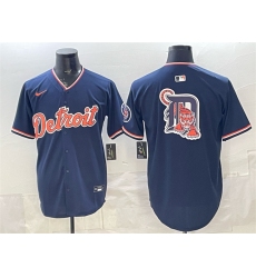 Men's Detroit Tigers Team Big Logo Navy 2026 Alternate Vapor Premier Limited Stitched Baseball Jersey