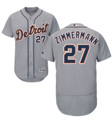 Men's Majestic Detroit Tigers #27 Jordan Zimmermann Grey Road Flex Base Authentic Collection MLB Jersey