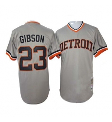 Men's Mitchell and Ness 1968 Detroit Tigers #23 Kirk Gibson Replica Grey Throwback MLB Jersey