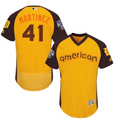 Men's Majestic Detroit Tigers #41 Victor Martinez Yellow 2016 All-Star American League BP Authentic Collection Flex Base MLB Jersey