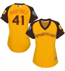 Women's Majestic Detroit Tigers #41 Victor Martinez Authentic Yellow 2016 All-Star American League BP Cool Base MLB Jersey