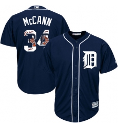 Men's Majestic Detroit Tigers #34 James McCann Authentic Navy Blue Team Logo Fashion Cool Base MLB Jersey