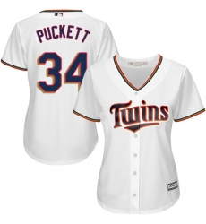 Women's Majestic Minnesota Twins #34 Kirby Puckett Replica White Home Cool Base MLB Jersey