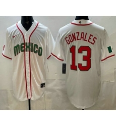 Men's Mexico #13 Nick Gonzales White 2026 World Baseball Classic Cool Base Jersey