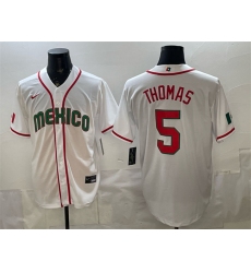 Men's Mexico Baseball #5 Alek Thomas White 2026 World Baseball Classic Home Stadium Stitched Jersey