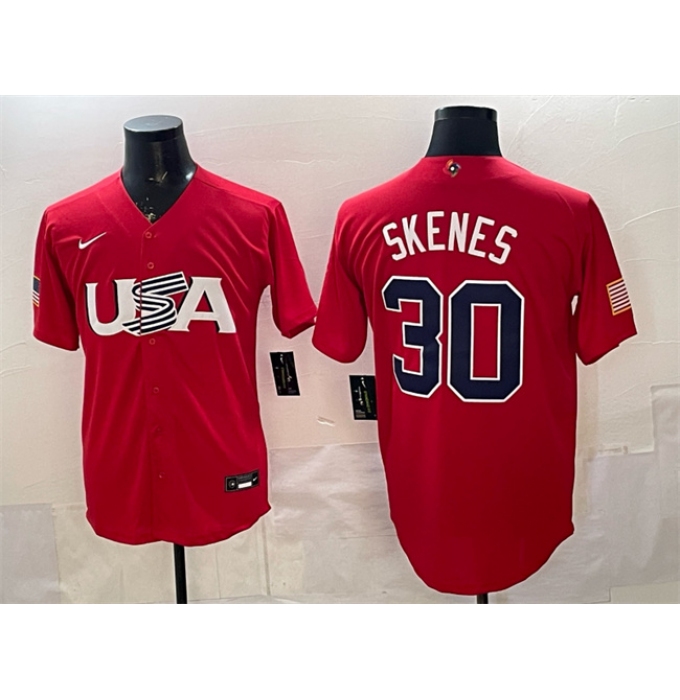 Men's USA Baseball #30 Paul Skenes Red World Baseball Classic Stitched Jersey