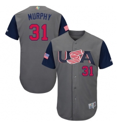 Youth USA Baseball Majestic #31 Daniel Murphy Gray 2017 World Baseball Classic Authentic Team Jersey