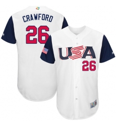 Men's USA Baseball Majestic #26 Brandon Crawford White 2017 World Baseball Classic Authentic Team Jersey