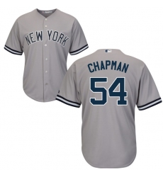 Youth Majestic New York Yankees #54 Aroldis Chapman Replica Grey Road MLB Jersey