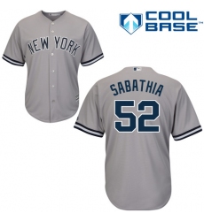 Men's Majestic New York Yankees #52 C.C. Sabathia Replica Grey Road MLB Jersey