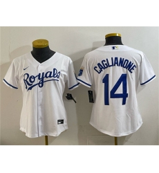 Women's Kansas City Royals #14 Jac Caglianone White Cool Base Stitched Baseball Jersey(Run Small)