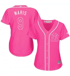 Women's Majestic New York Yankees #9 Roger Maris Replica Pink Fashion Cool Base MLB Jersey