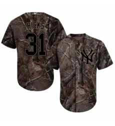Men's Majestic New York Yankees #31 Aaron Hicks Authentic Camo Realtree Collection Flex Base MLB Jersey
