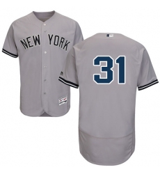 Men's Majestic New York Yankees #31 Aaron Hicks Grey Flexbase Authentic Collection MLB Jersey