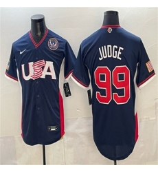 Men's USA Baseball #99 Aaron Judge Navy 2026 World Baseball Classic United States 250th Anniversary Road Stadium Stitched Jersey