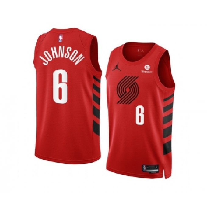 Men's Portland Trail Blazers #6 Keon Johnson 2022-23 Red Statement Edition Swingman Stitched Basketball Jersey