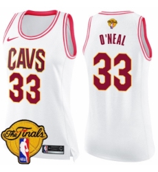 Women's Nike Cleveland Cavaliers #33 Shaquille O'Neal Swingman White/Pink Fashion 2018 NBA Finals Bound NBA Jersey