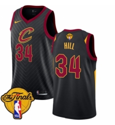 Men's Nike Cleveland Cavaliers #34 Tyrone Hill Authentic Black 2018 NBA Finals Bound NBA Jersey Statement Edition