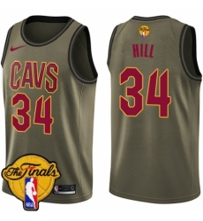 Men's Nike Cleveland Cavaliers #34 Tyrone Hill Swingman Green Salute to Service 2018 NBA Finals Bound NBA Jersey