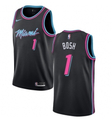 Men's Nike Miami Heat #1 Chris Bosh Swingman Black NBA Jersey - City Edition