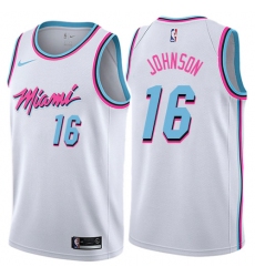 Men's Nike Miami Heat #16 James Johnson Swingman White NBA Jersey - City Edition