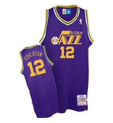 Men's Adidas Utah Jazz #12 John Stockton Swingman Purple Throwback NBA Jersey