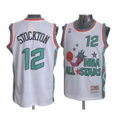 Men's Mitchell and Ness Utah Jazz #12 John Stockton Authentic White 1996 All Star Throwback NBA Jersey
