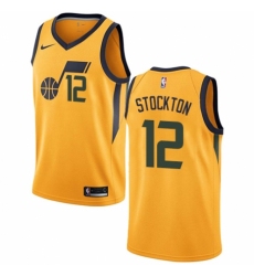 Youth Nike Utah Jazz #12 John Stockton Authentic Gold NBA Jersey Statement Edition