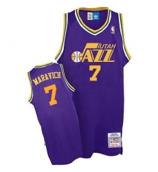 Men's Adidas Utah Jazz #7 Pete Maravich Authentic Purple Throwback NBA Jersey