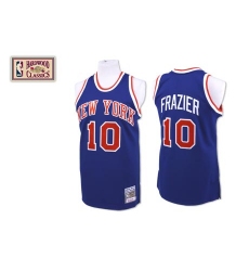 Men's Mitchell and Ness New York Knicks #10 Walt Frazier Swingman Royal Blue Throwback NBA Jersey
