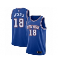 Women's New York Knicks #18 Phil Jackson Authentic Blue Basketball Jersey - Statement Edition
