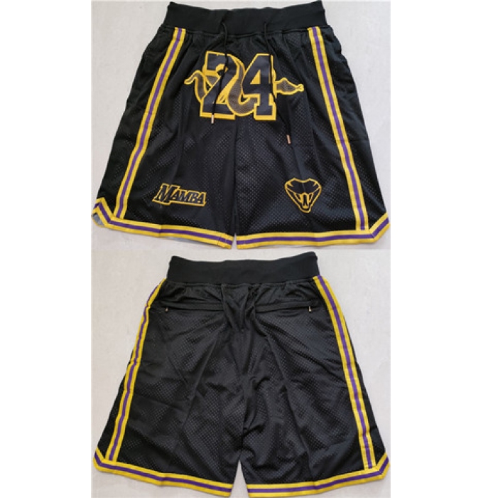 Men's Los Angeles Lakers #24 Kobe Bryant Black Shorts (Run Small)